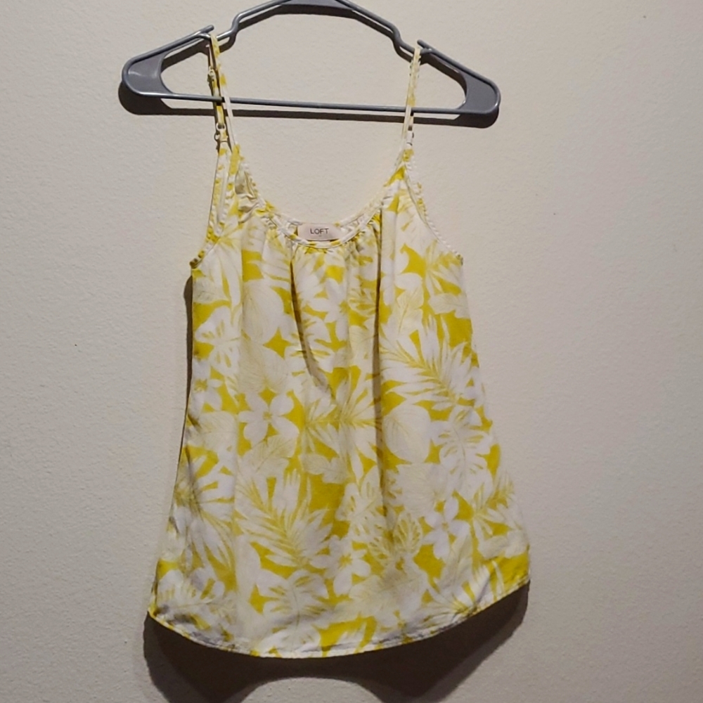 Ann Taylor LOFT Yellow Floral Sleeveless Top